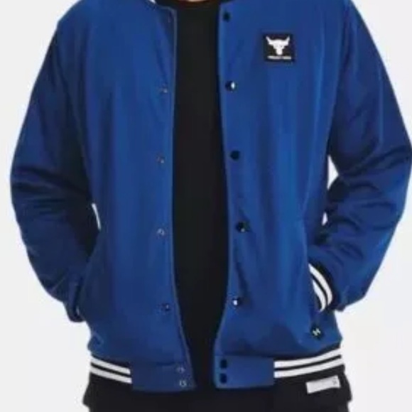 *New* Under Armour Project Rock Mesh Varsity Jacket Mens Large Blue 1377437 471 - Picture 5 of 5